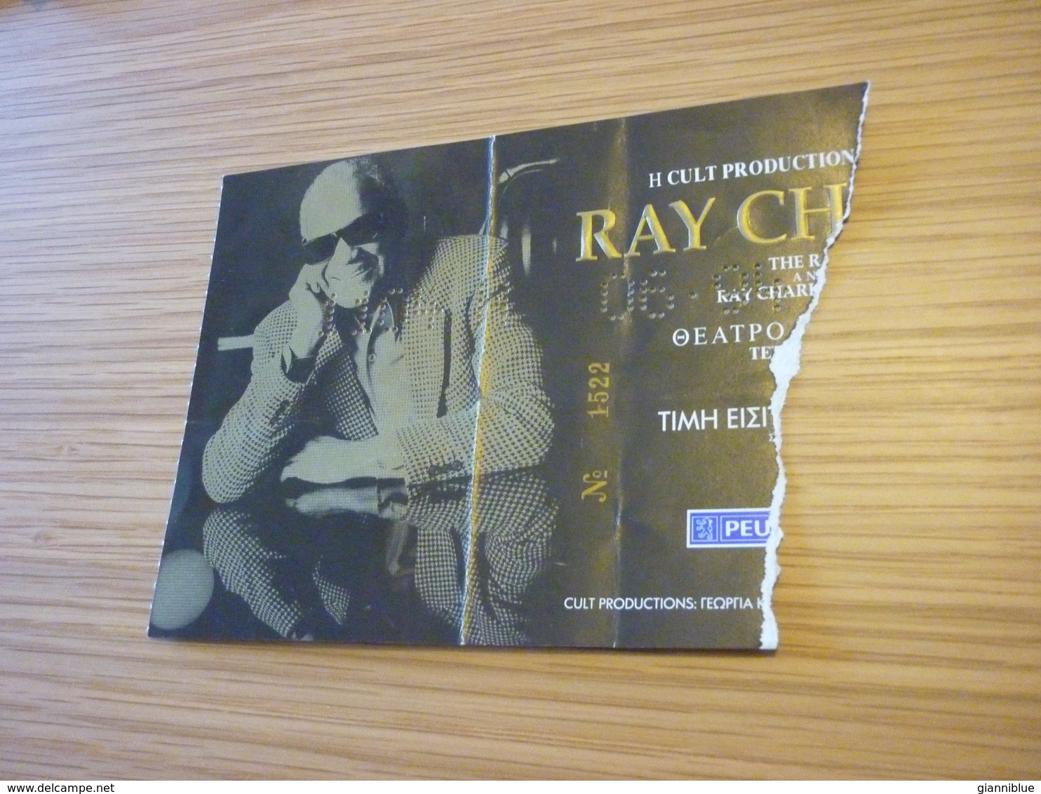 Ray Charles Jazz Ticket D'entree Music Concert In Athens Greece - Konzertkarten