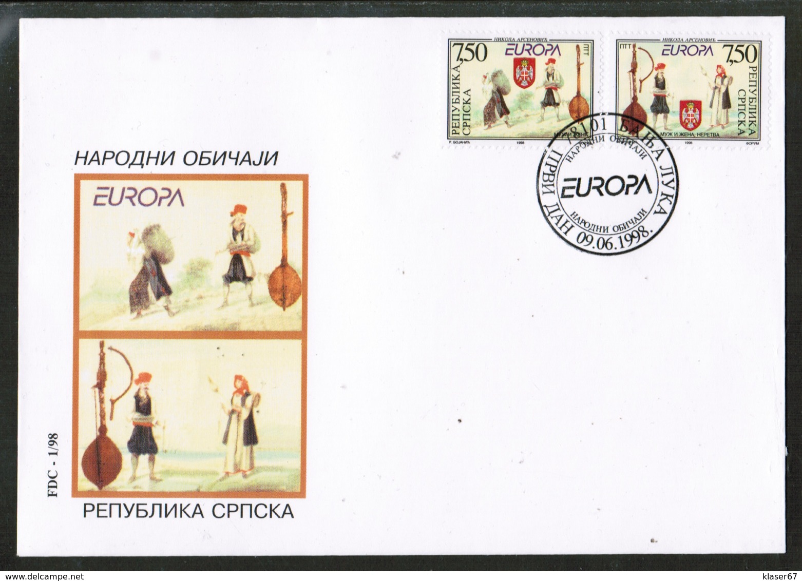 CEPT 1998 BA MI 105-06 BOSNIA AND HERZEGOVINA FDC - 1998