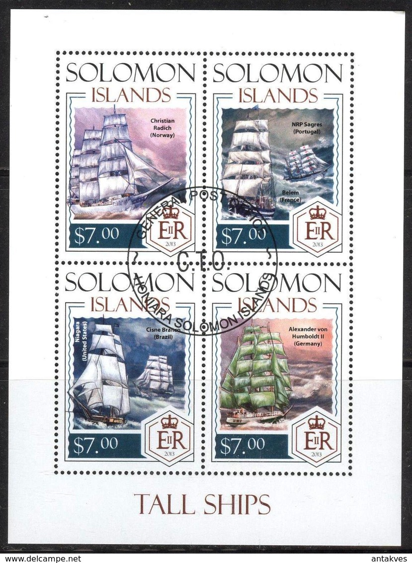 {SO19} Solomon Islands 2013 Sailing Ships Boats Sheet Used / CTO - Solomoneilanden (1978-...)