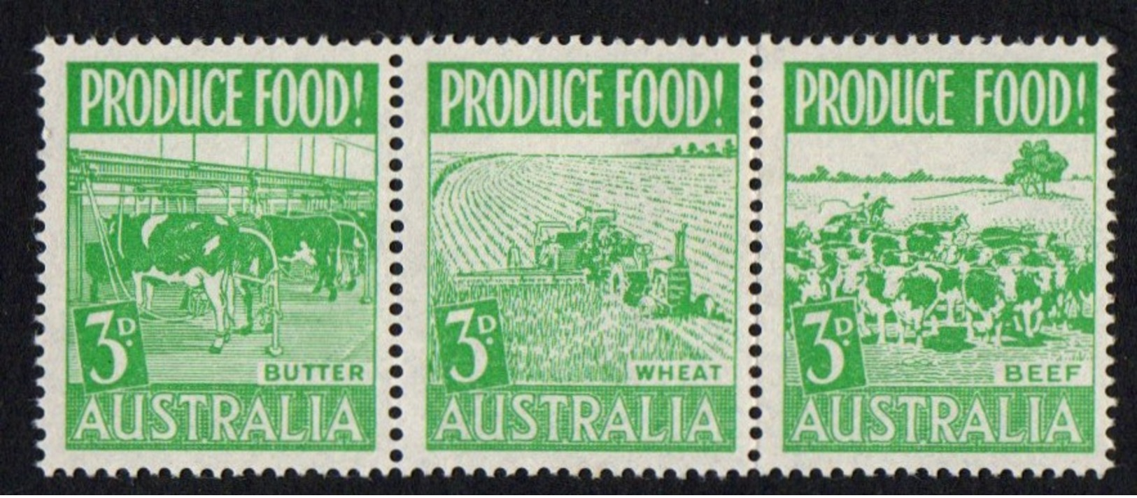 Australia. 1953 Food Production. Strip Of 3. MH - Ungebraucht