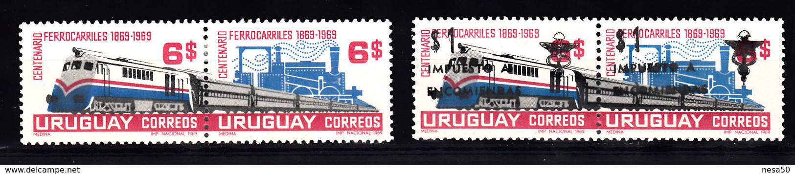 Train, Eisenbahn, Locomotive, Railway: Uruguay 1969 + 1972 Mi Nr 1144+1145 ; PK94+95 - Treinen