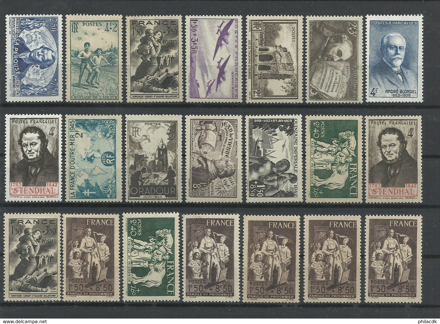 FRANCE - COLLECTION DE 213 TIMBRES NEUFS**/* SANS ET AVEC CHARNIERE ET NEUFS (*) SANS GOMME ET OBLITERES