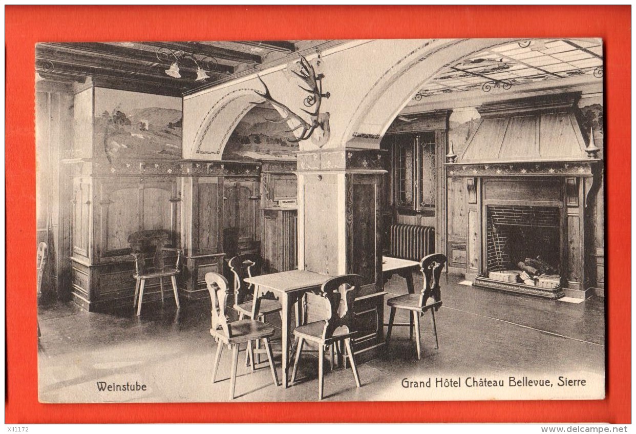 DA04-20 Sierre Grand Hotel Chateau Bellevue, Weinstube. Circulé En 1914 Ruedi 1061 - Sierre