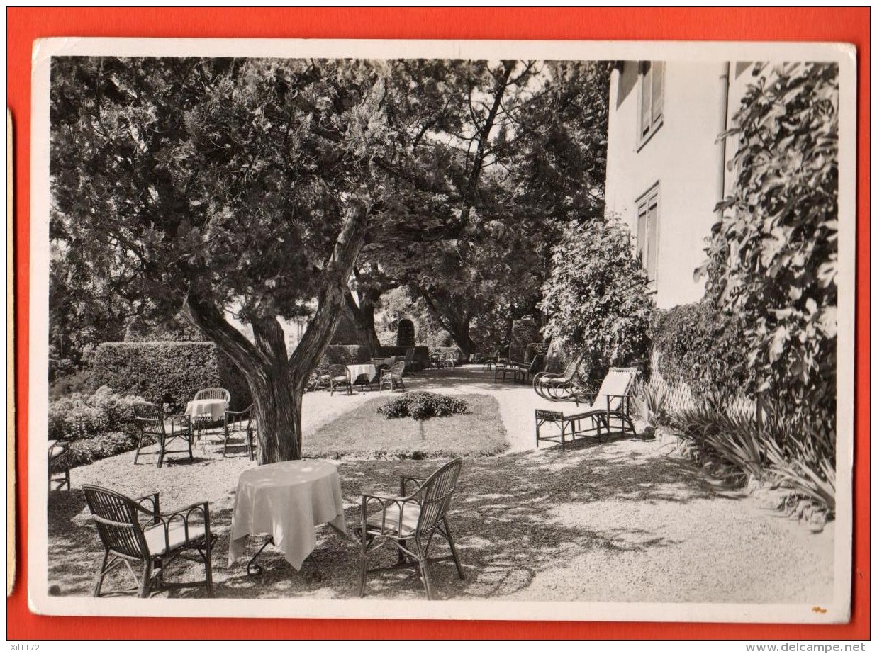 DA04-23 Sierre Grand Hotel Chateau Bellevue, Terrasse Et Jardin.  Circulé En 1947, Grand Format - Sierre