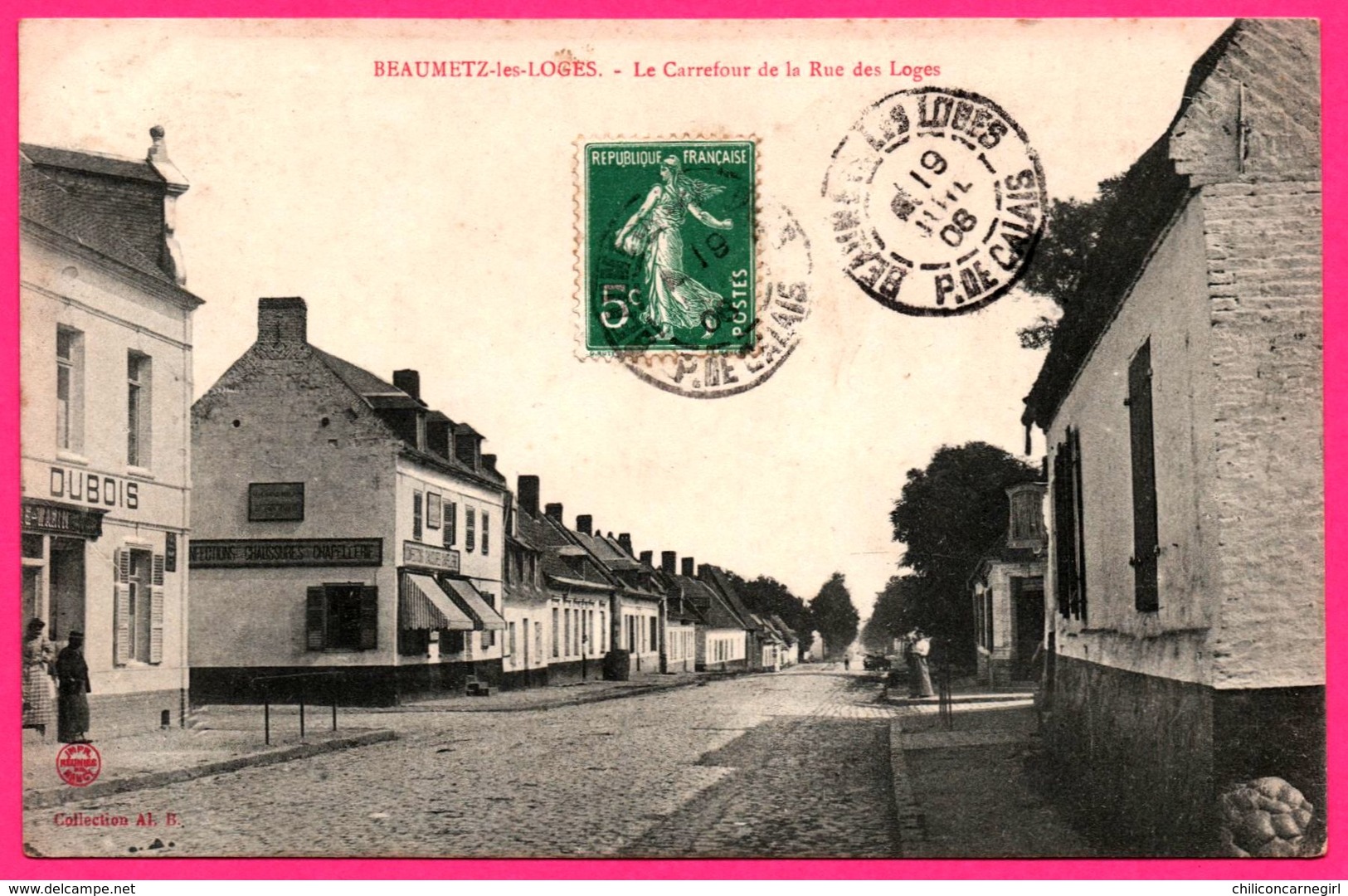 Beaumetz Les Loges - Le Carrefour De La Rue Des Loges - Animée - Commerce DUBOIS - Coll. Al. B. - Imp. REUNIS - 1908 - Altri & Non Classificati