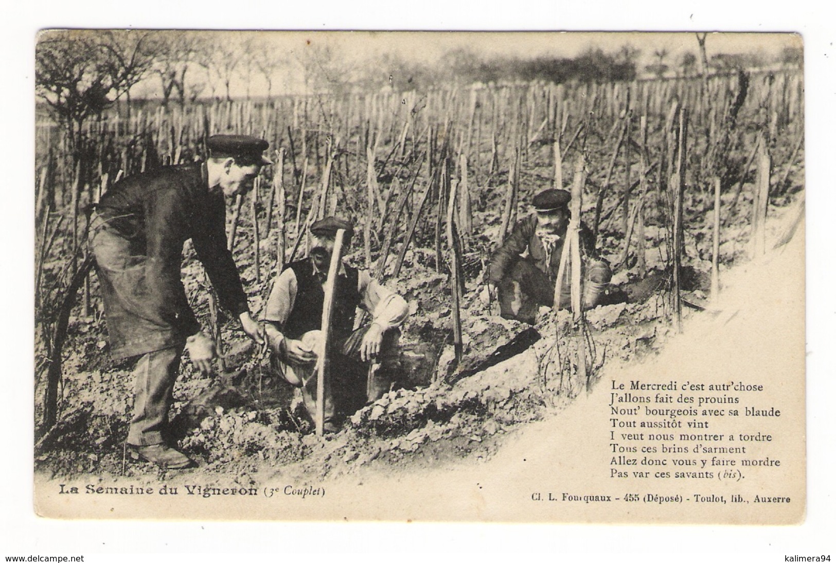 YONNE  /  LA SEMAINE DU VIGNERON  ( Environs De CHABLIS ) /  LE  MERCREDI.... ( 3ème Couplet ) /  Edit.  TOULOT  N° 455 - Autres & Non Classés