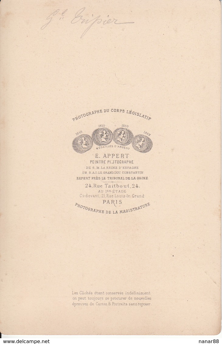 Photo Ancienne Militaria - 19 ème Siècle - Portrait Général TRIPIER - Photographe: Appert à Paris - Anciennes (Av. 1900)