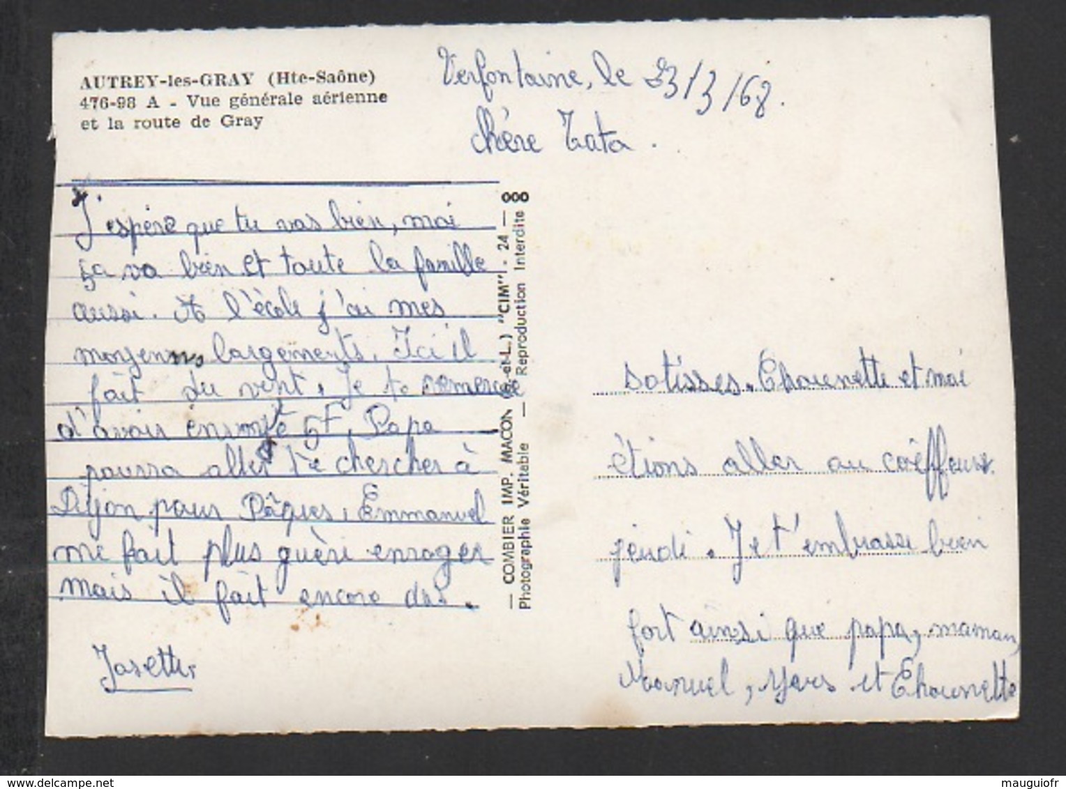 DF / 70 HAUTE SAÔNE / AUTREY-LES-GRAY / VUE GENERALE AÉRIENNE ET LA ROUTE DE GRAY - Autres & Non Classés