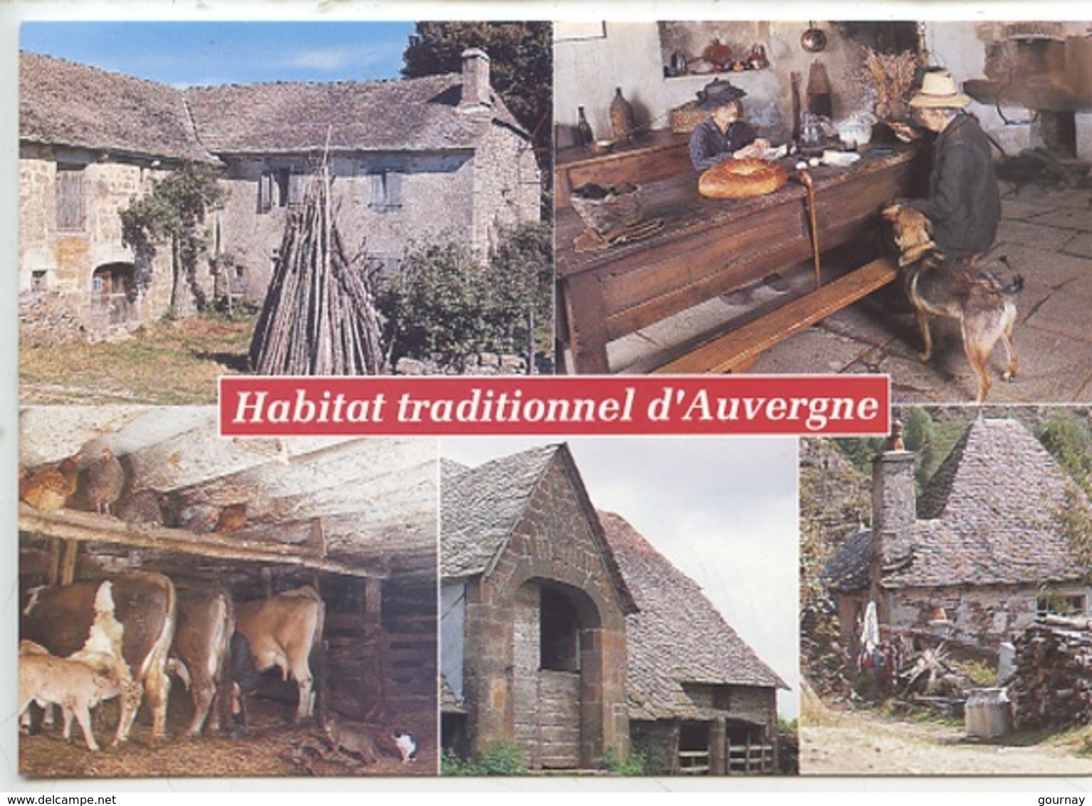 Habitat Traditionnel D'Auvergne Maison Granit Basalte (lave) étable Grange Toit Lauze (cp Vierge N)15/77) - Paysans