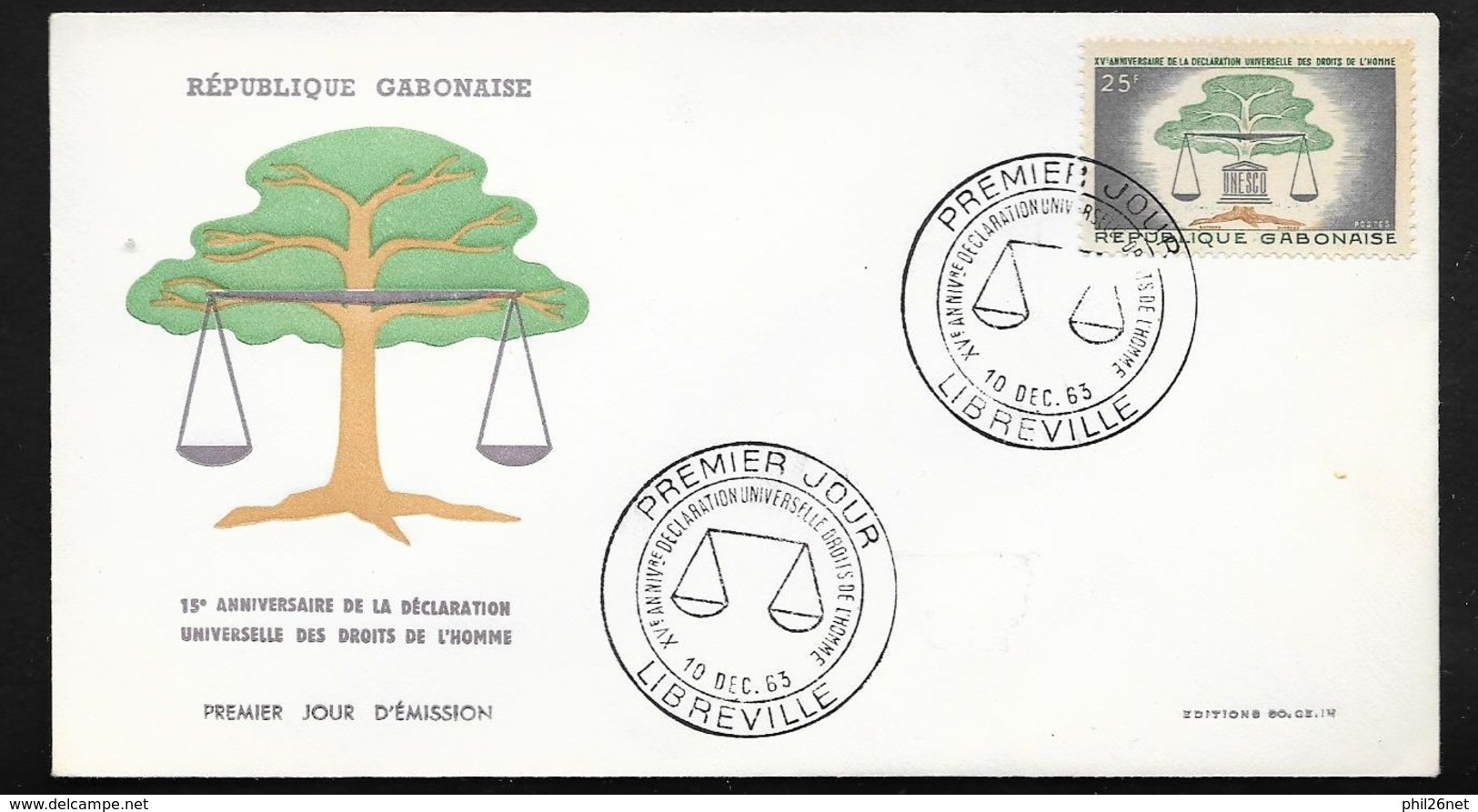 Congo  FDC  Lettre Illustrée Premier Jour Brazzaville 10/1/1963 N°158 Déclaration Universelle Des Droits De L'Homme TB - FDC