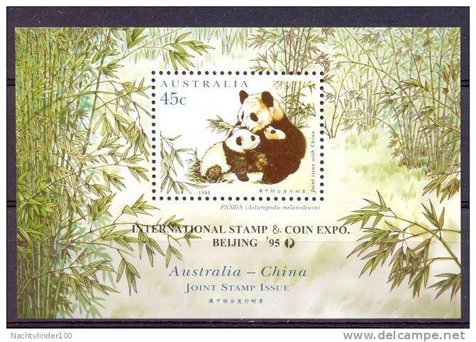 Mwt021 FAUNA ZOOGDIEREN REUZENPANDA GIANT PANDA MAMMALS RIEßENPANDA WILDLIFE EXPO BEIJING AUSTRALIA 1995 PF/MNH # - Beren