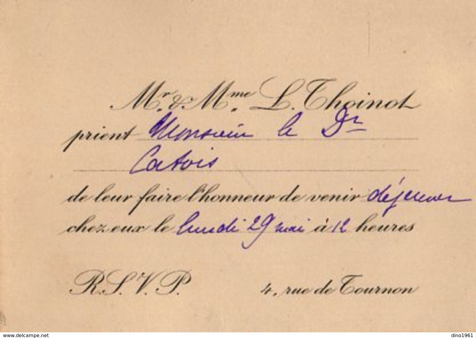 VP12.143 - PARIS - Science - Carte / Carton D'invitation Du Docteur L. THOINOT à Mr Le Docteur CATOIS à CAEN - Other & Unclassified