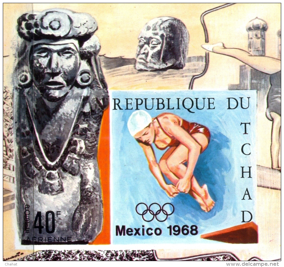 SWIMMING-MEXICO OLYMPICS-CHAD-IMPERF &amp; PERF MS-MNH-SCARCE-M2-118 - Zomer 1968: Mexico-City