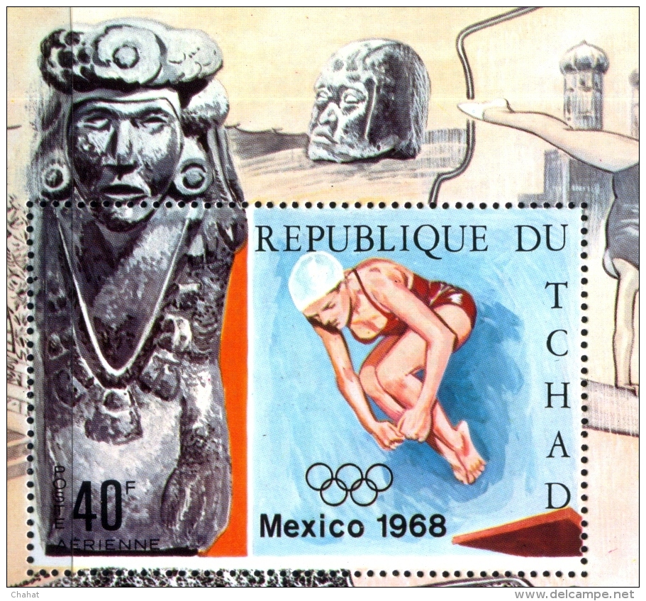 SWIMMING-MEXICO OLYMPICS-CHAD-IMPERF &amp; PERF MS-MNH-SCARCE-M2-118 - Zomer 1968: Mexico-City