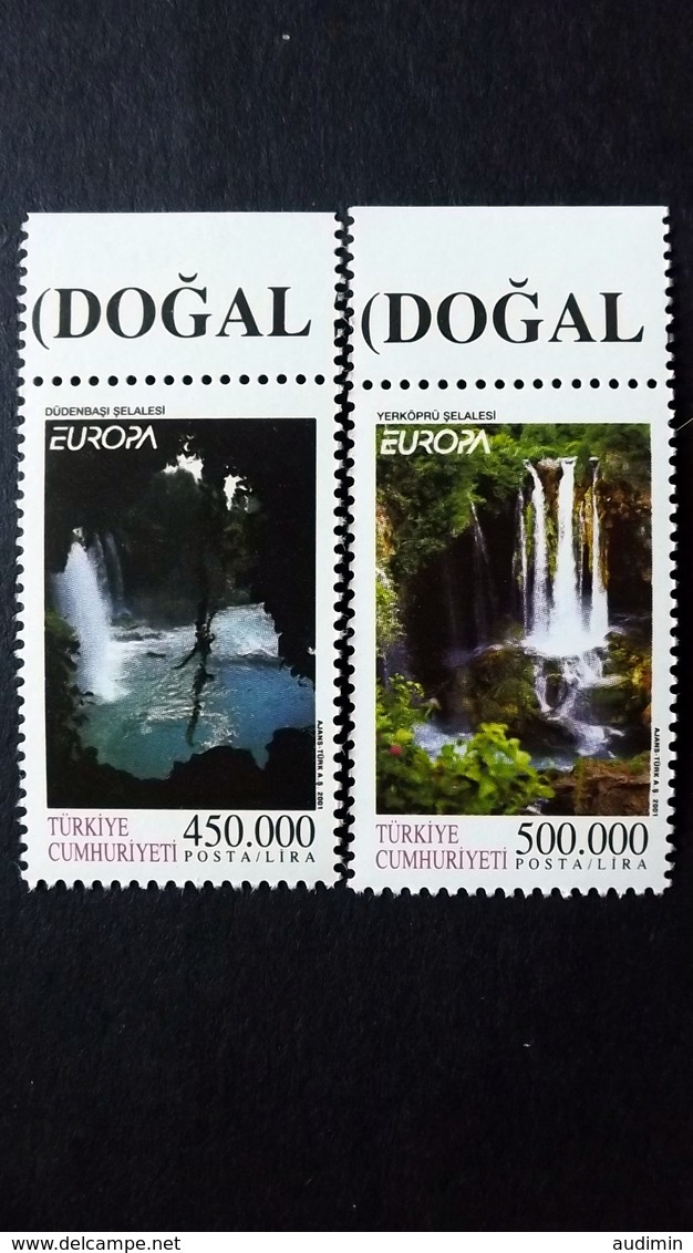 Türkei 3260/1 **/mnh, EUROPA/CEPT 2001, Düdenbas¸ı-Wasserfälle, Yerköprü-Wasserfälle - Neufs
