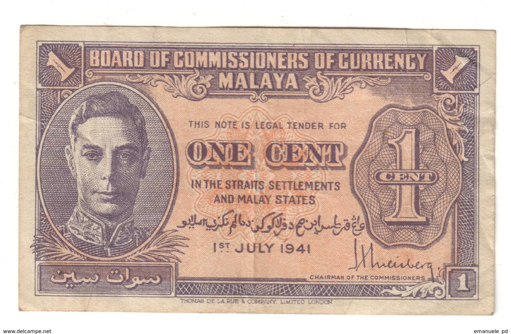 Malaya 1 Cent 1941 - Malesia
