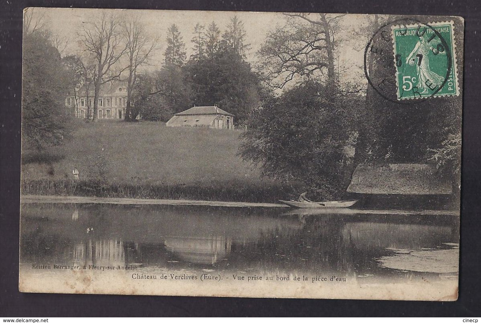 CPA 27 - VERCLIVES - Château De Verclives - Vue Prise Au Bord De La Pièce D'eau TB PLAN Edifice + Petite Animation - Andere & Zonder Classificatie