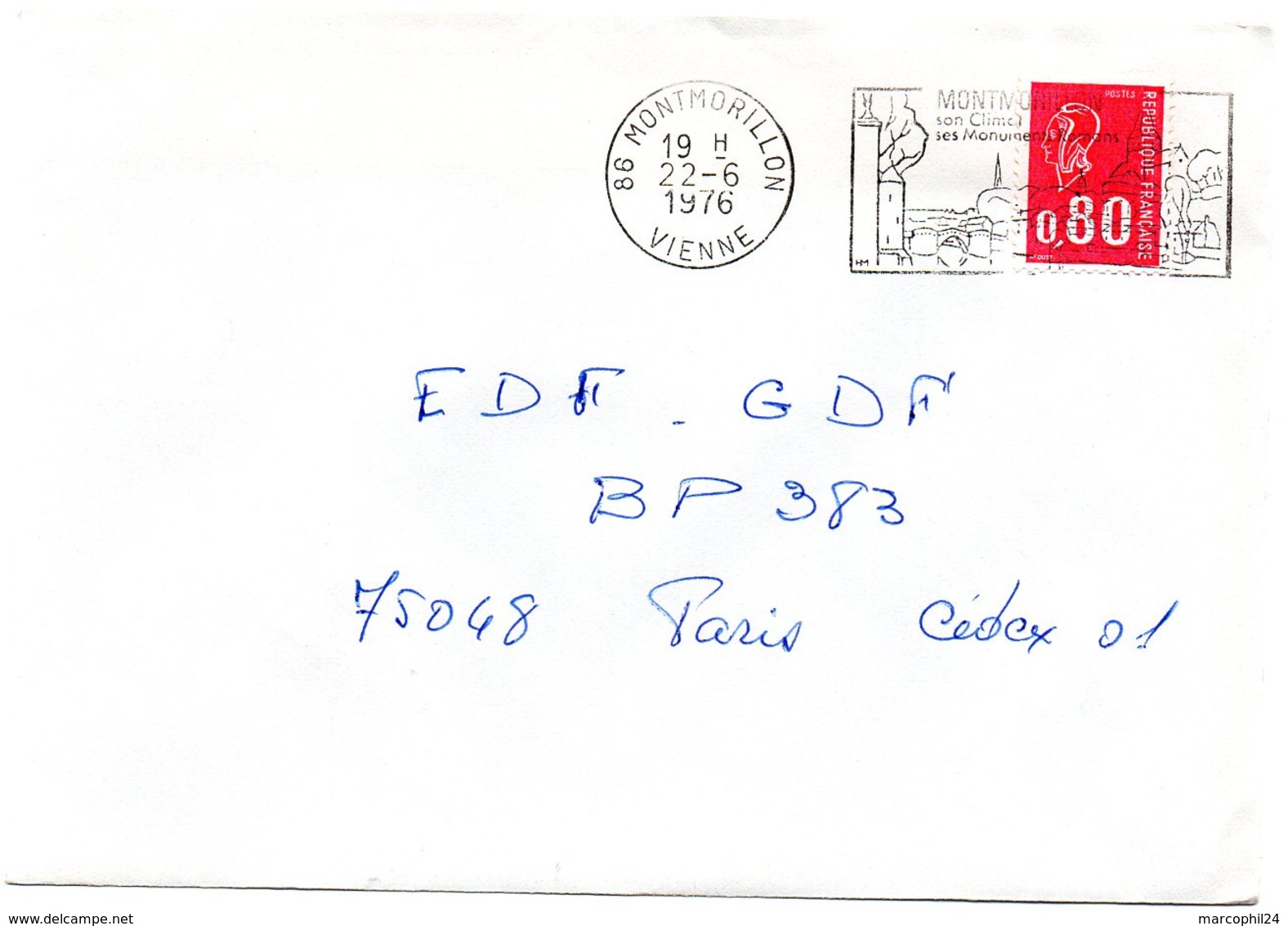 VIENNE - Dépt N° 86 = MONTMORILLON 1976 = FLAMME à DROITE = SECAP Illustrée ' CLIMAT / Monuments Romans' - Mechanical Postmarks (Advertisement)