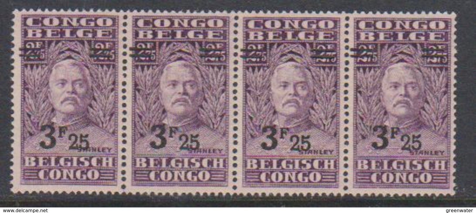 Belgisch Congo 1931 Stanley Ovptd 3.25F Op 2.75F Strip Van 4 ** Mnh (38940D) - Ongebruikt