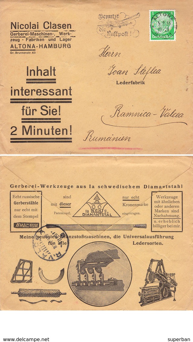 LETTRE PUBLICITAIRE / ADVERTISING LETER : GERBEREI MASCHINEN U. WERKZEUG FABRIK : ALTONA - HAMBURG - 1933 - RRR (ab712) - 1900 – 1949