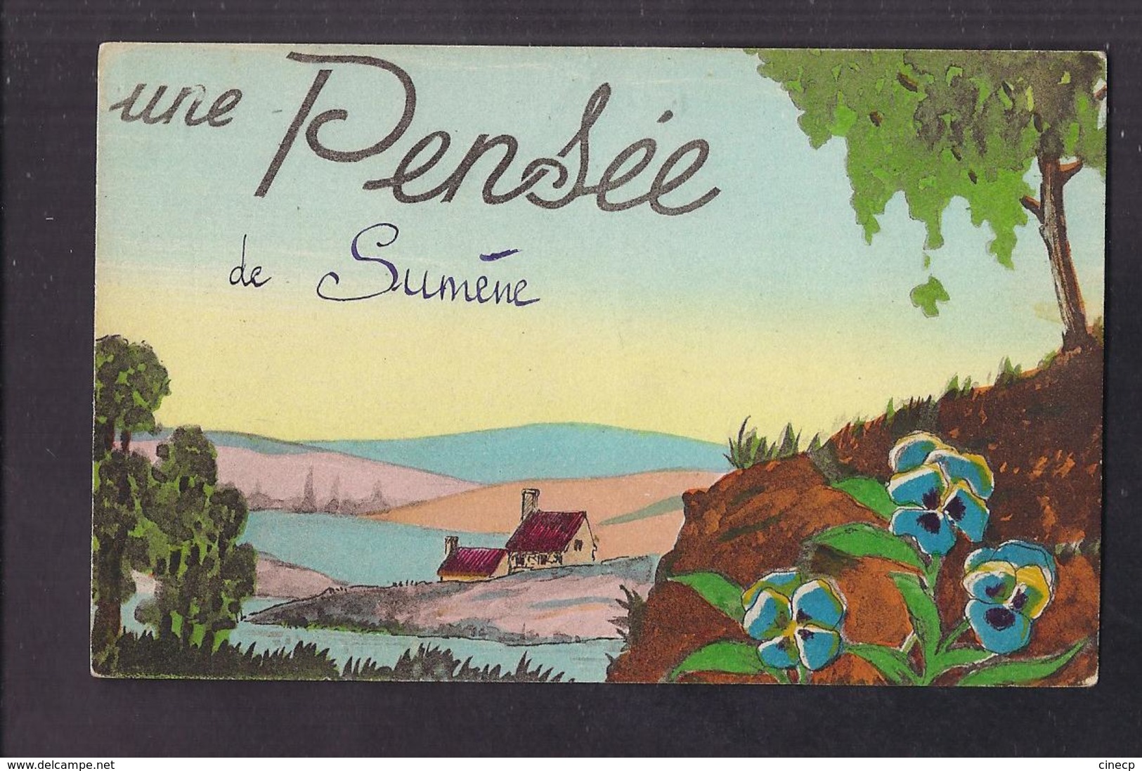 CPA 30 - SUMENE - Une Pensée De Sumène - TB CP Fantaisie Sur Le Village - Jolie ILLUSTRATION - Sumène