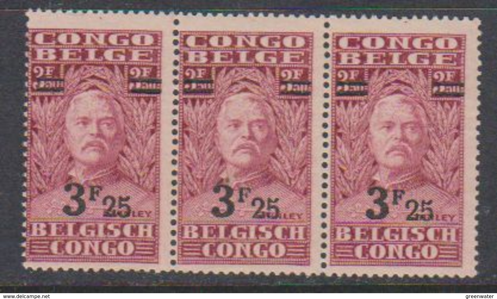 Belgisch Congo 1931 Stanley Ovptd 3.25F Op 3.50F (strip Van 3) ** Mnh (38941) - Ongebruikt