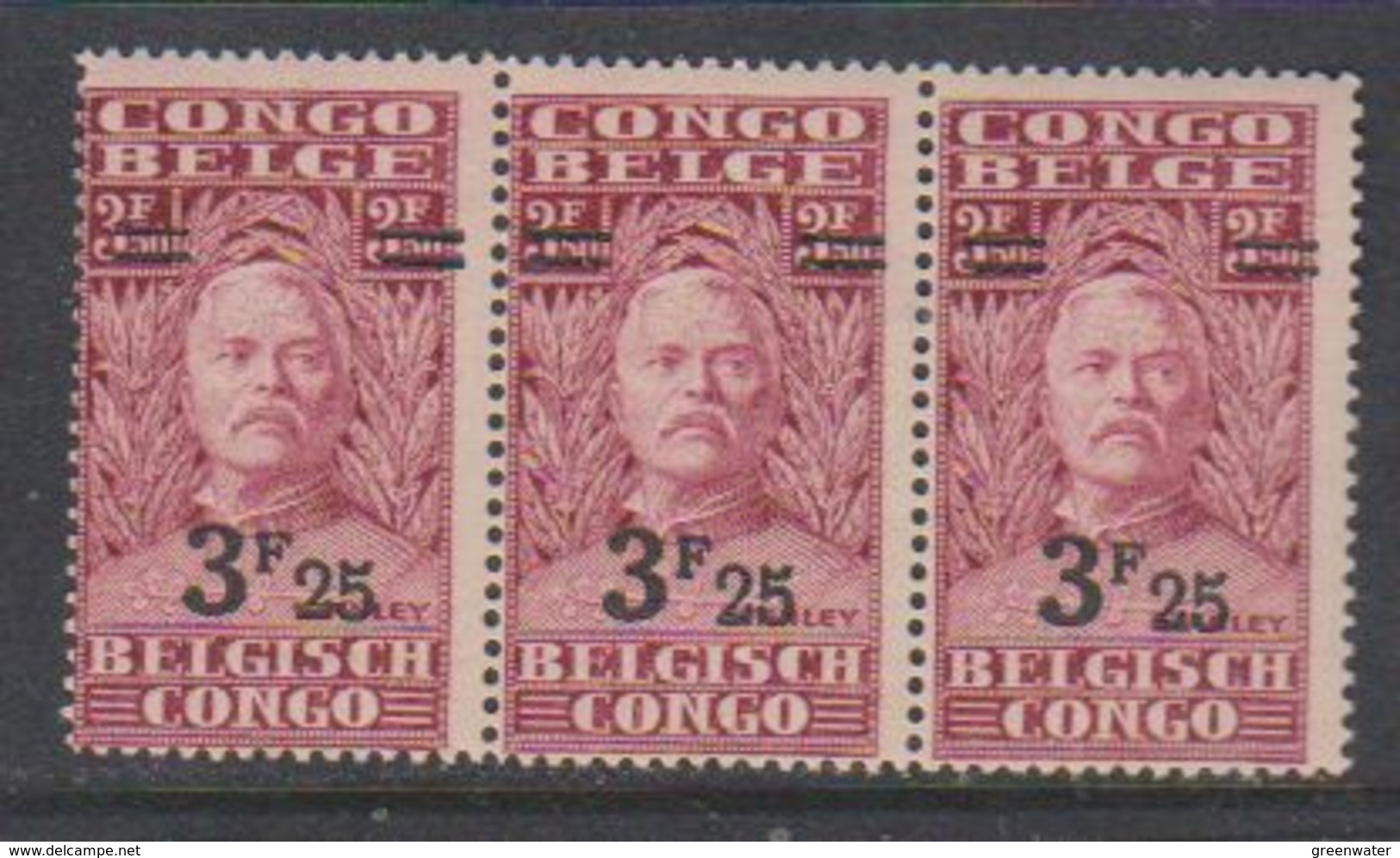 Belgisch Congo 1931 Stanley Ovptd 3.25F Op 3.50F (strip Van 3) ** Mnh (38941I) - Ongebruikt