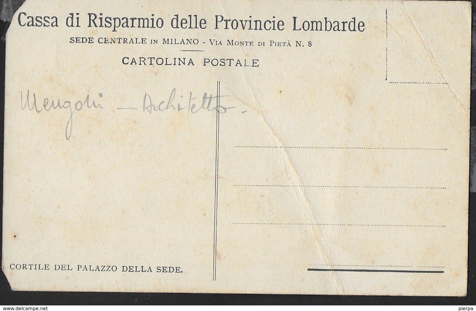 CASSA DI RISPARMIO DELLE PROVINCIE LOMBARDE - CORTILE DEL PALAZZO DELLA SEDE - FORMATO PICCOLO - NV - Banche