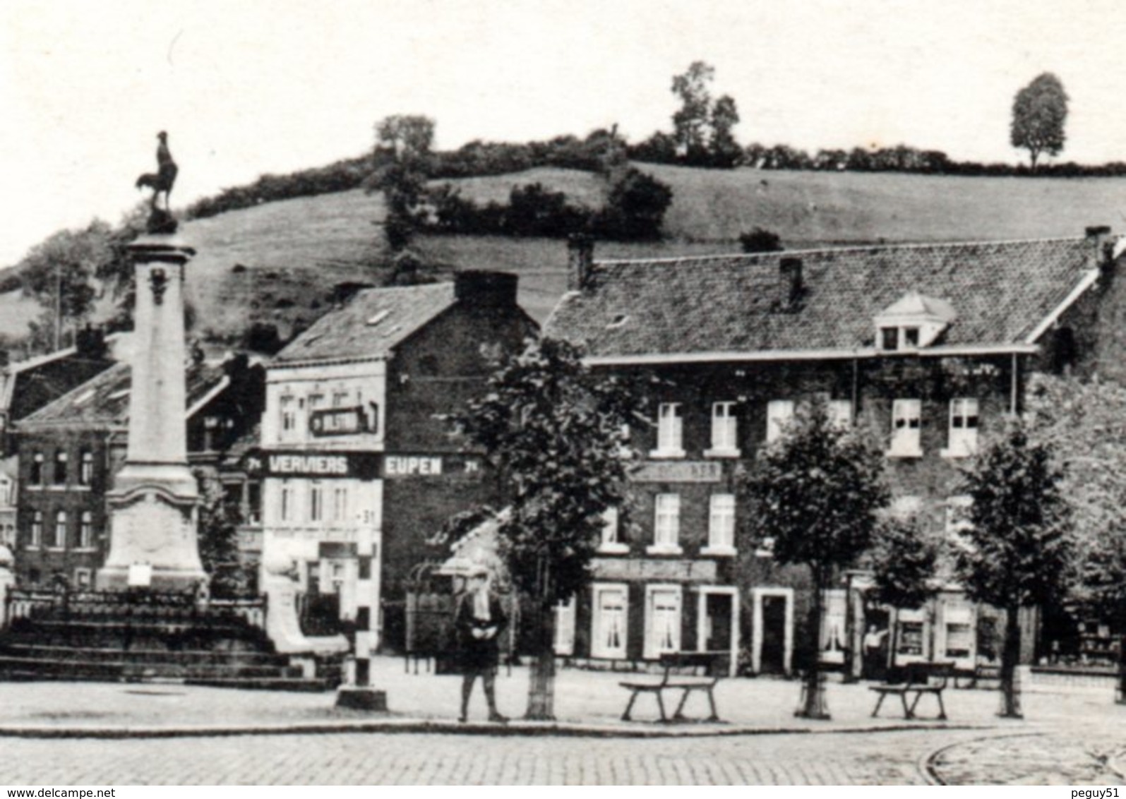 Dolhain. Place Léon D'Andrimont. Restaurant Chez Louis. Monument Aux Morts. Course Cycliste Verviers-Eupen 1947 - Limbourg