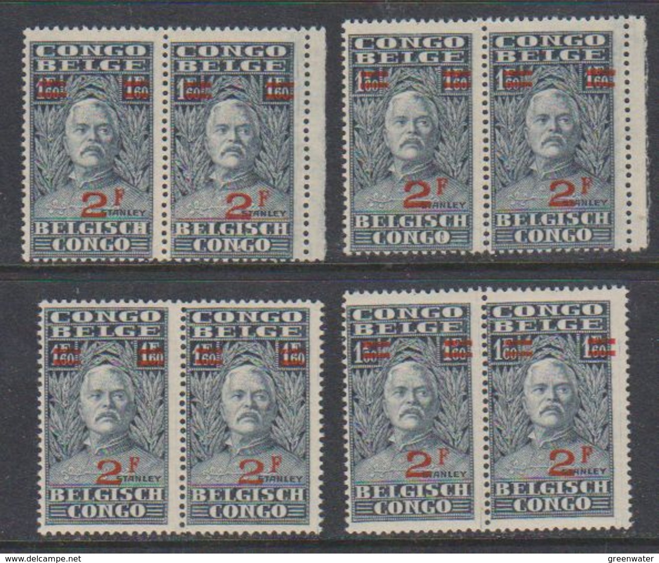 Belgisch Congo 1931 Stanley Ovptd 2F Op 1,60 F (8x) ** Mnh (38942) - Ongebruikt