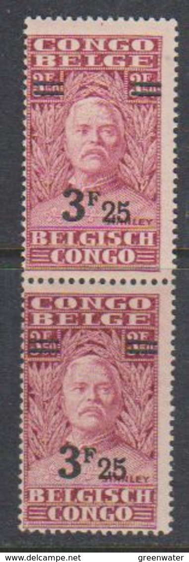 Belgisch Congo 1931 Stanley Ovptd 3.25F Op 3.50F (paar)  ** Mnh (38942A) - Ongebruikt