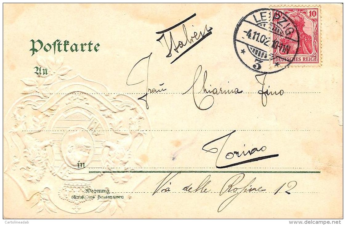 [DC12005] CPA - GOTT SEGNE SACHSEN - STEMMA IN RILIEVO - PERFETTA - Viaggiata 1902 - Old Postcard - Altri & Non Classificati