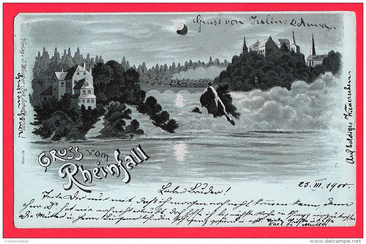 [DC12010] CPA - SVIZZERA - GRUSS VOM RHEINFALL - SUISSE - PERFETTA - RARA - Viaggiata 1900 - Old Postcard - Autres & Non Classés