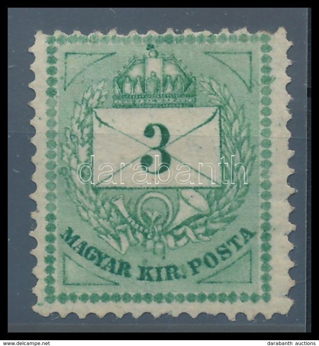 ** 1874 3kr Kékeszöld 13-as Fogazással, Ferchenbauer Szignóval R! (18.000) - Autres & Non Classés