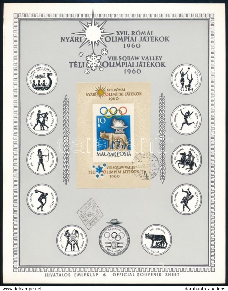 1960 Római Olimpia Vágott Blokk Emléklapon - Altri & Non Classificati