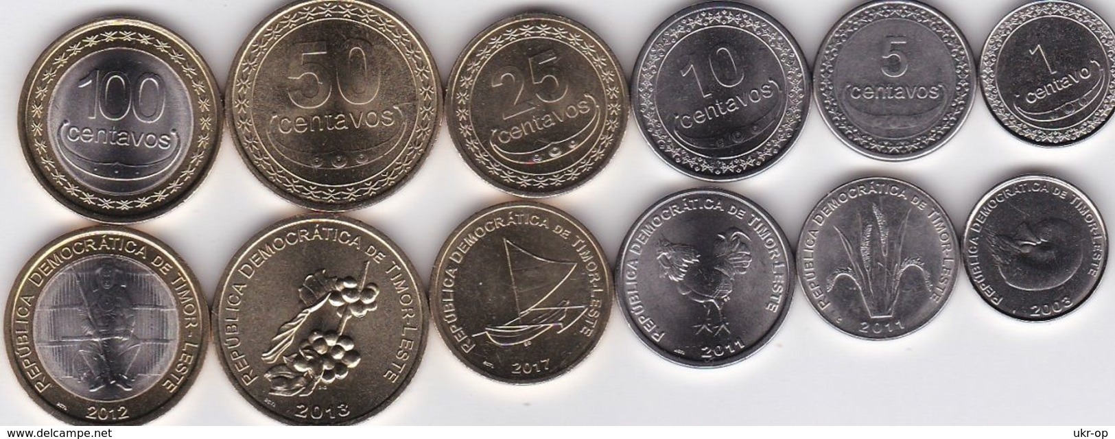 Timor - Set 6 Coins 1 5 10 25 50 100 Centavos 2003 - 2017 UNC Ukr-OP - Timor
