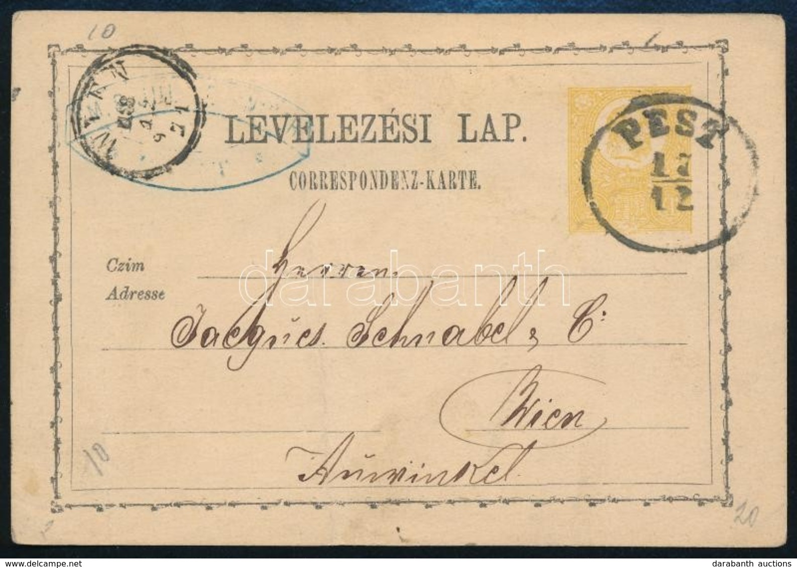 1871 Díjjegyes Levelez?lap, Ovális ,,PEST' (Gudlin C 2.4) - Altri & Non Classificati