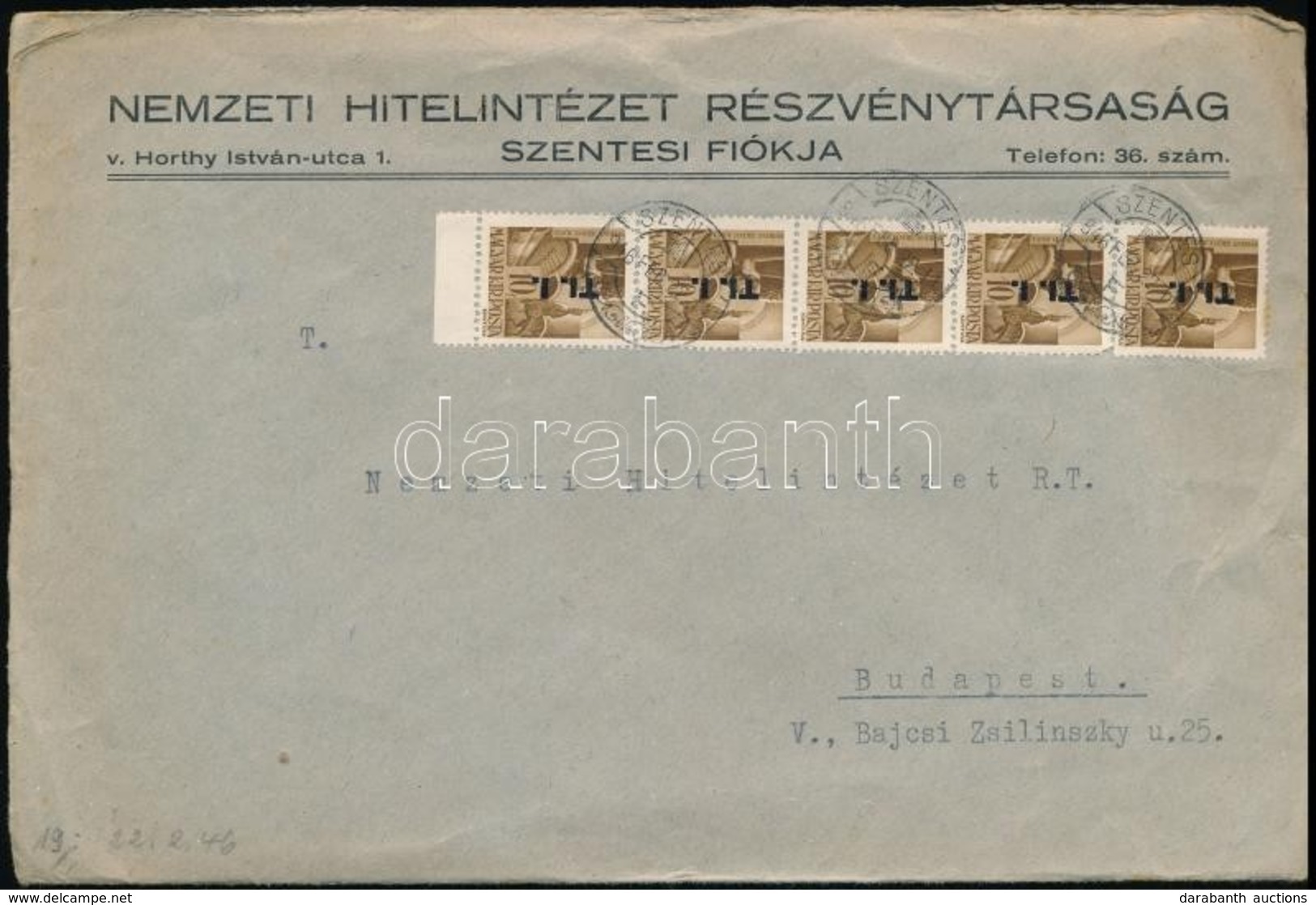 1946 (7. Díjszabás) Távolsági Levél Bet?s 5 X T.I./10f Bérmentesítéssel - Altri & Non Classificati