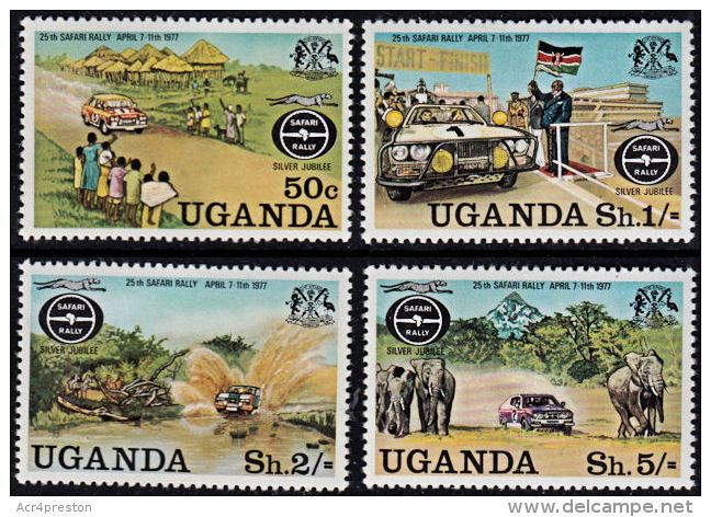 A0161 UGANDA 1977, SG 199-91 25th Anniv Safari Car Rally,  MNH - Uganda (1962-...)