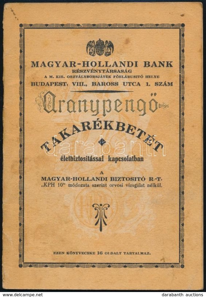 1937 A Magyar-Hollandi Bank Rt. Kitöltött Takarékbetéti Könyve - Non Classificati