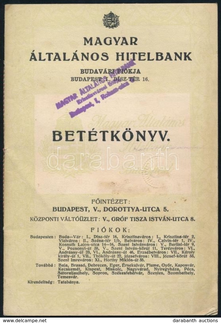 1946 A Magyar Általános Hitelbank Betétkönyve Adópeng?r?l - Non Classificati