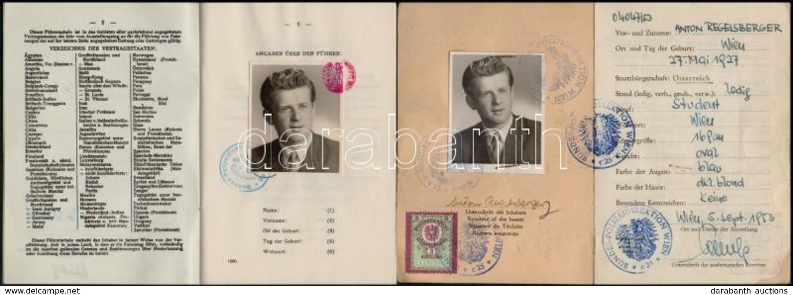 1953-1987 3 Db Osztrák Igazolvány (útlevél, Személyi Igazolvány, Jogosítvány) + Egyiptomi útlevél/ Austria, ID, Passport - Non Classificati