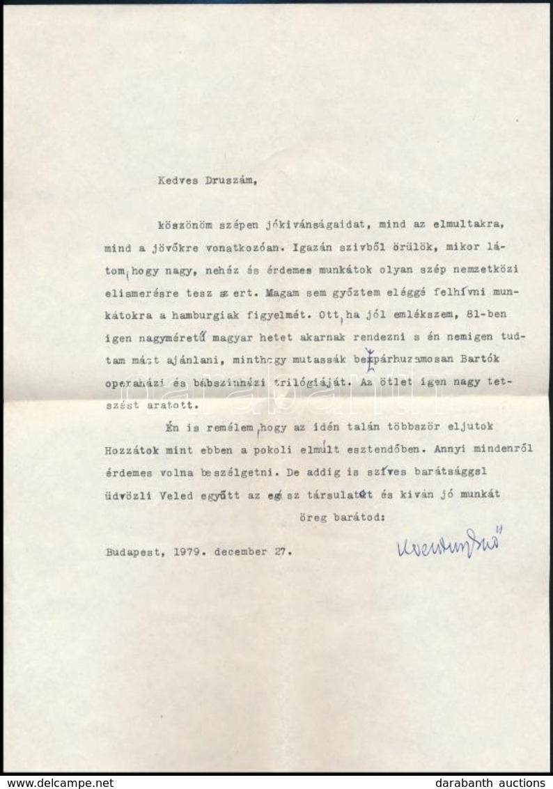 1979 Keresztury Dezs? (1904-1996) író, Lapszerkeszt? Saját Kez? Aláírása Egy Szilágyi Dezs? (1922-2010) Bábm?vésznek, Az - Altri & Non Classificati