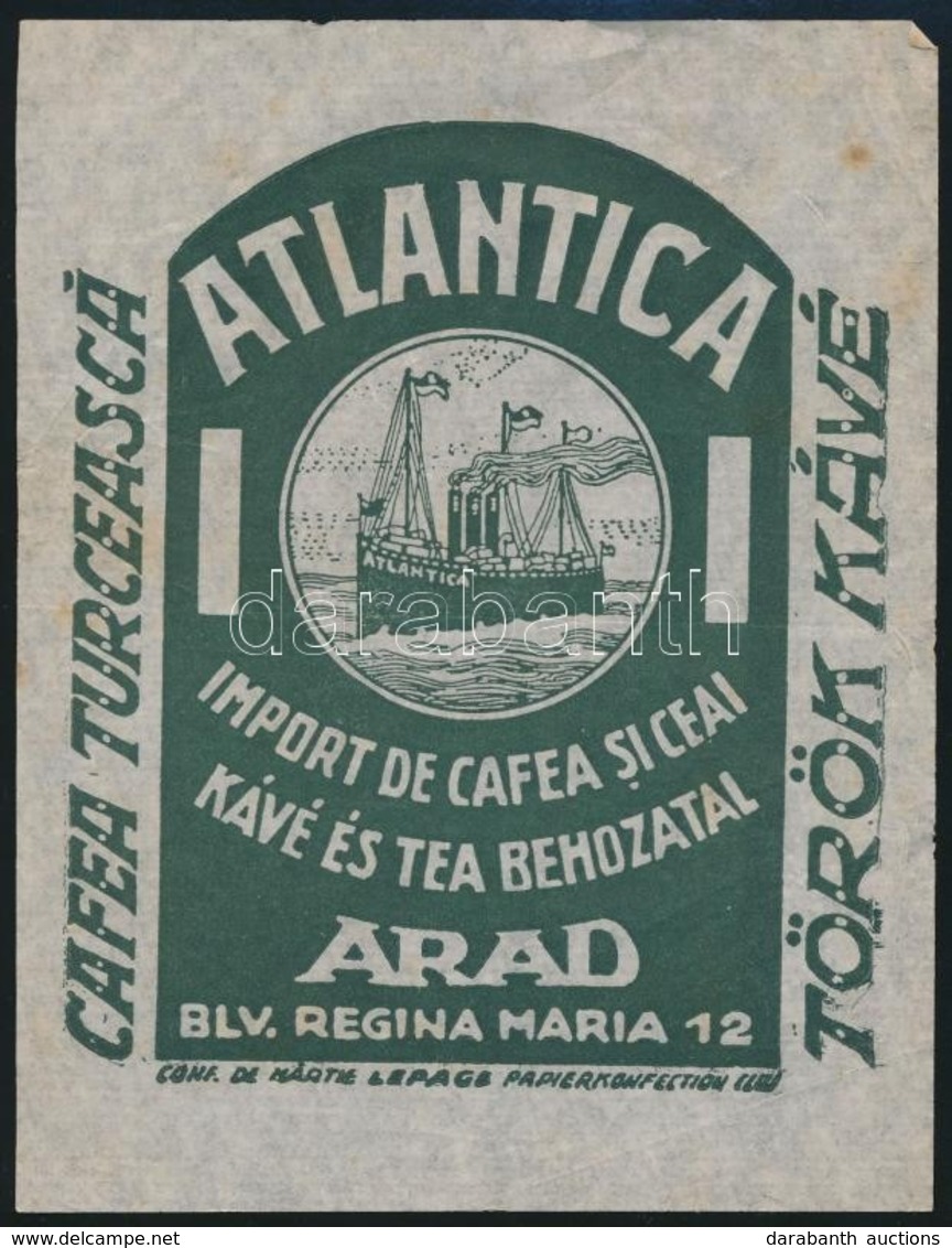 Cca 1920 Arad, Atlantica Török Kávé Reklám Nyomtatvány, 15x12 Cm - Pubblicitari
