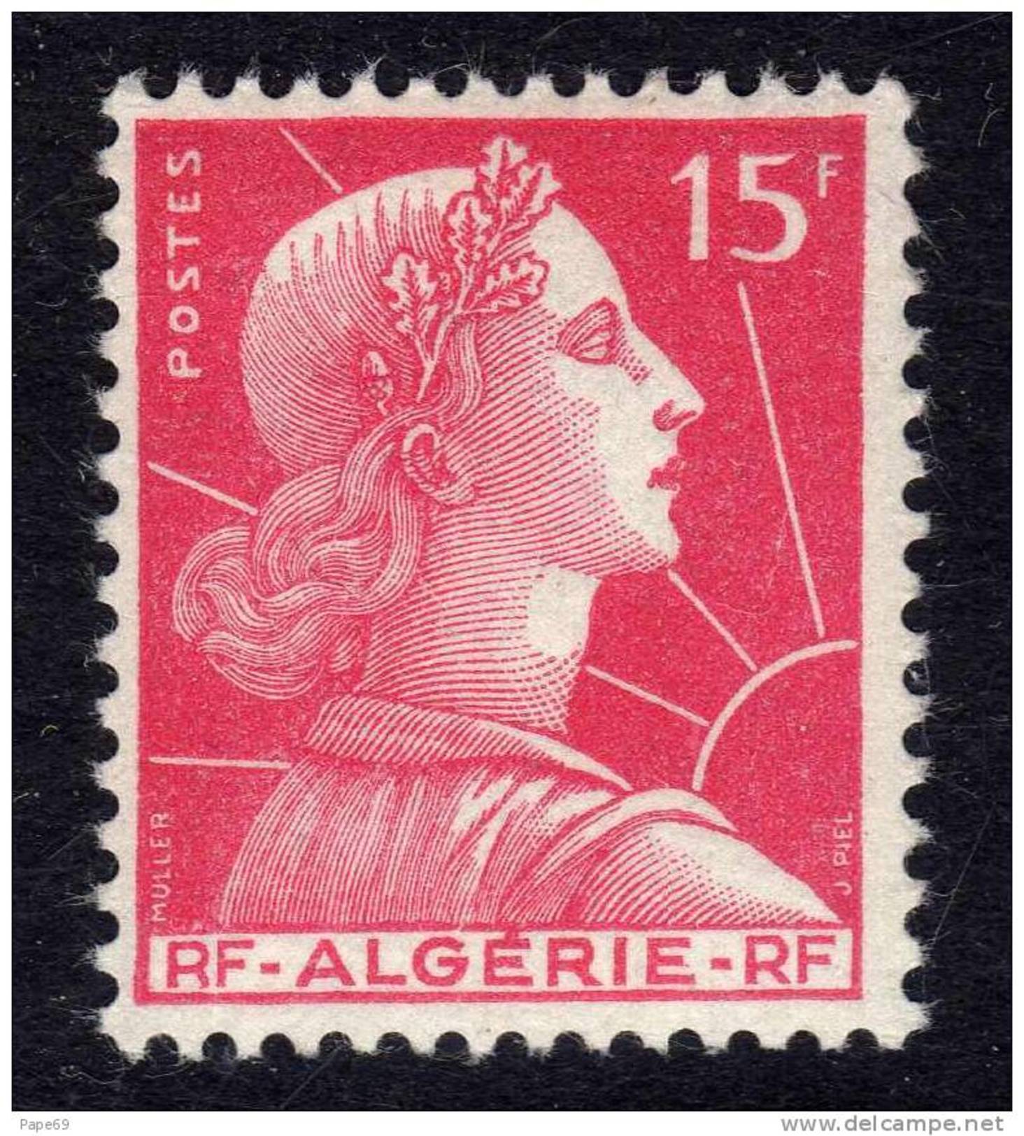 Algérie N° 329 + 335  XX Marianne De Muller 15 F. Rose Carminé Et 12 F. Cour Mauresque, Les 2 Vals  Sans Charnière, TB - Neufs