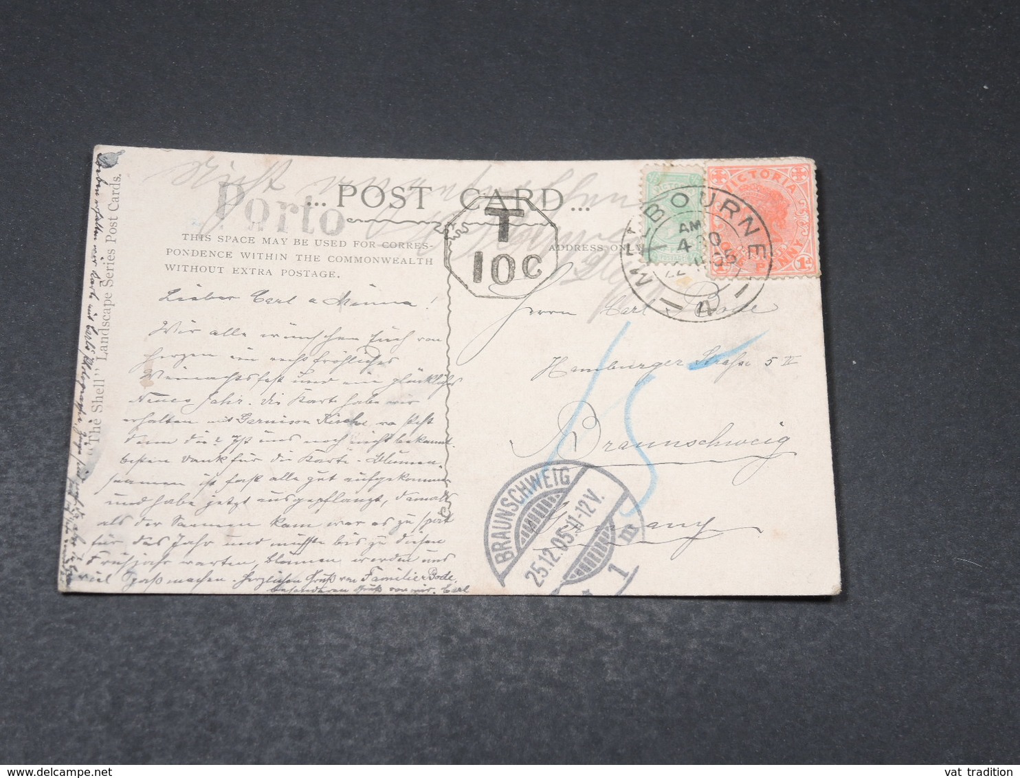 AUSTRALIE - Affranchissement De Melbourne Sur Carte Postale En 1905 Pour L 'Allemagne - L 18014 - Covers & Documents