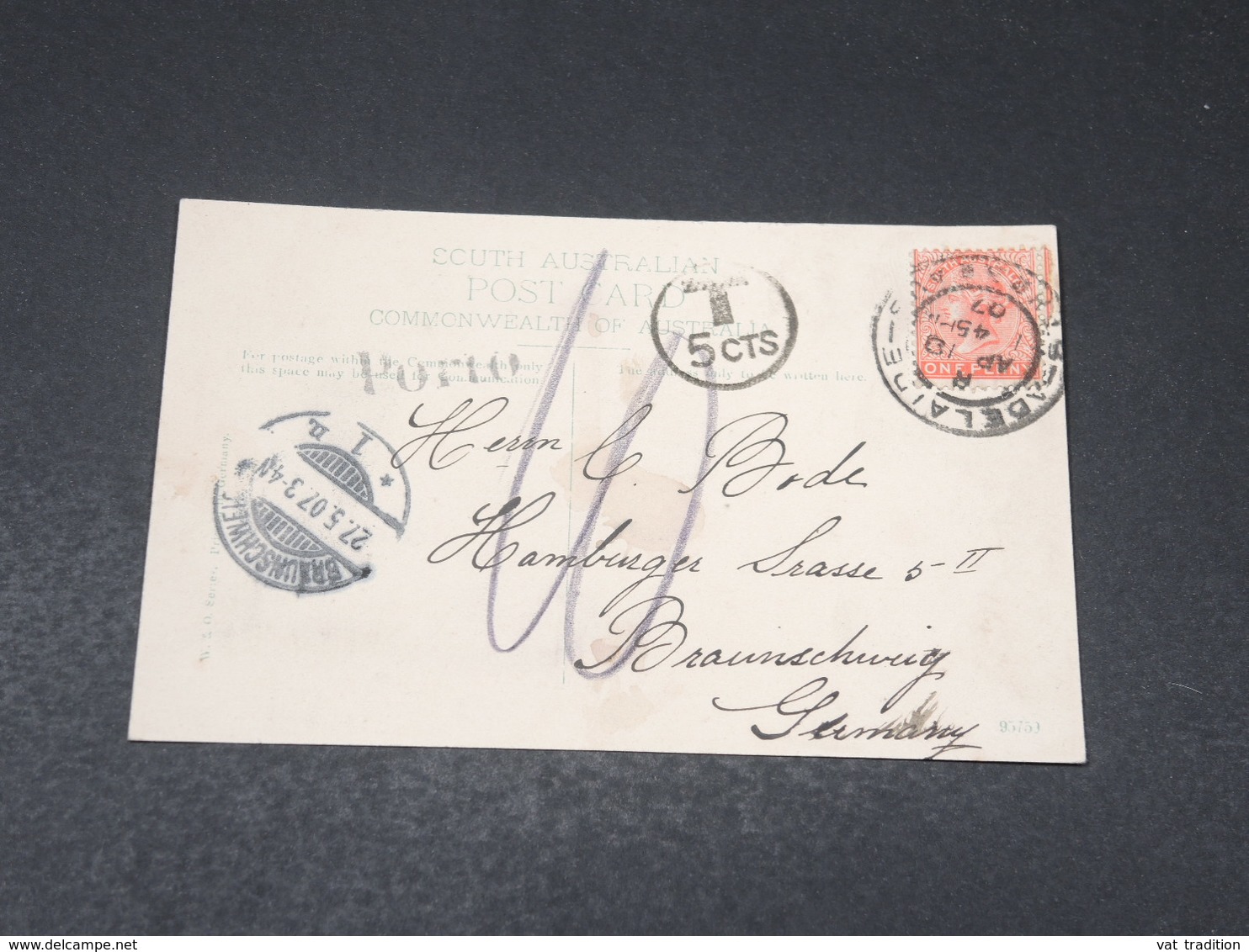 AUSTRALIE - Affranchissement De Adelaide Sur Carte Postale En 1907 Pour L 'Allemagne - L 18015 - Lettres & Documents