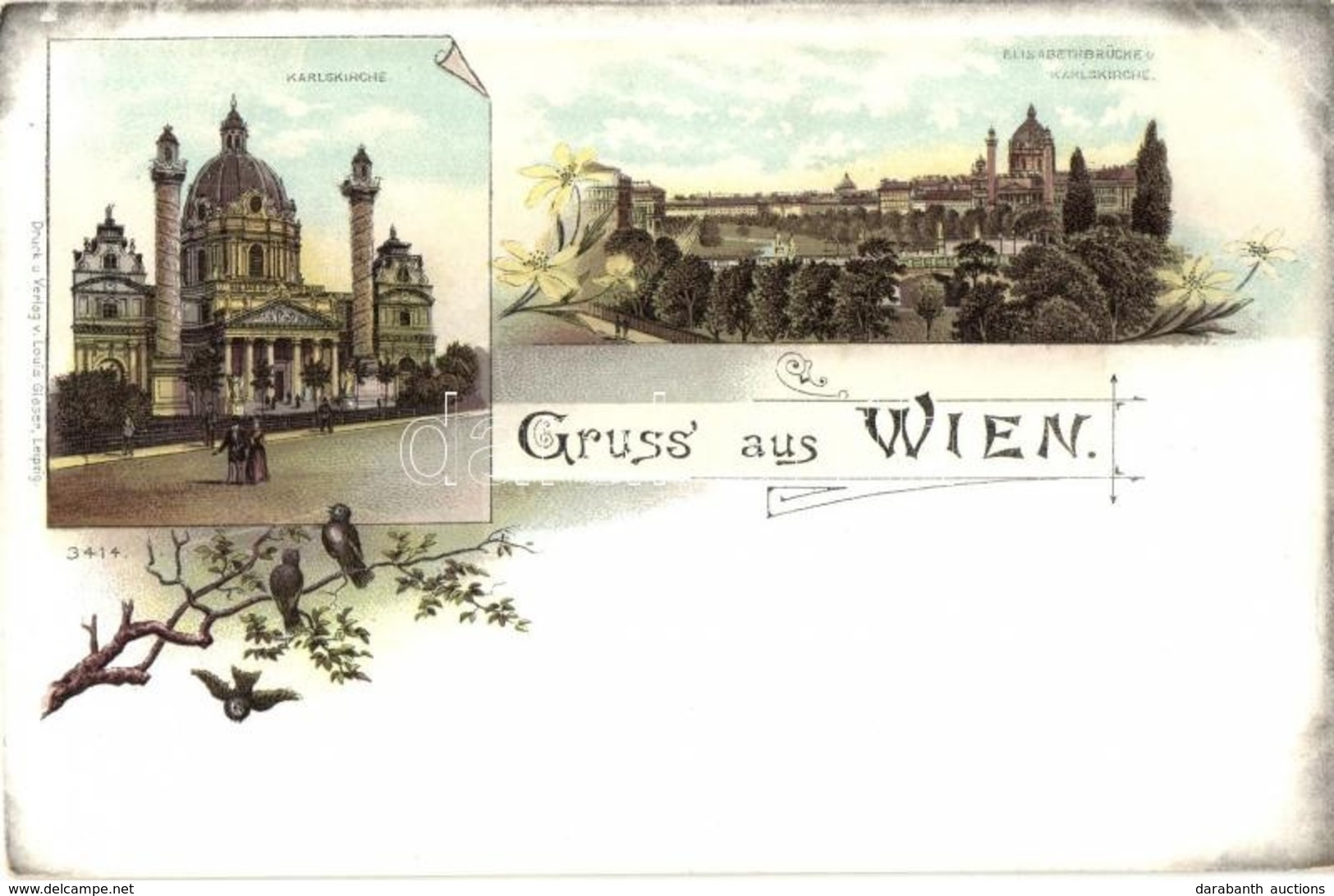 ** T2 Vienna, Wien; Karlskirche, Elisabethbrücke / Church, Bridge. Louis Glaser 3414. Litho - Unclassified