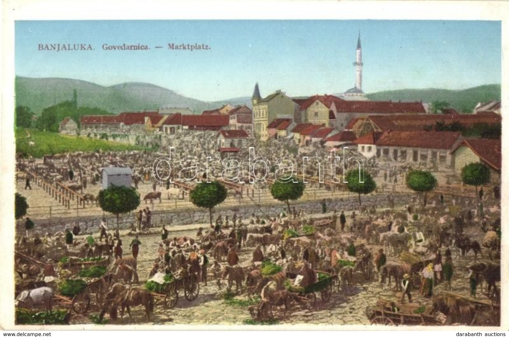 ** T2 Banja Luka, Banjaluka; Marktplatz. Verlag V. Ladislav Wolf / Market Square, Vendors, Mosque. W. L. Bp. 1630.  (EK) - Non Classificati