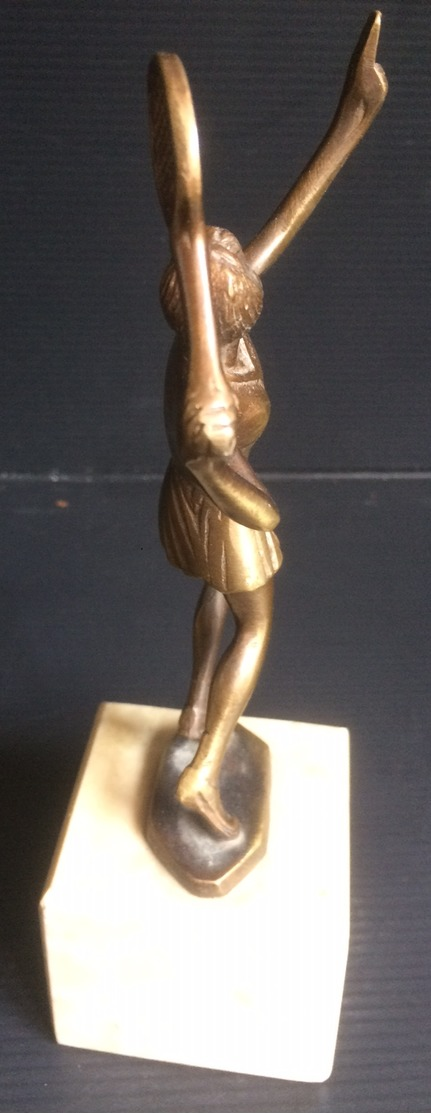 Tennis Rare Trophée En Bronze Femme Joueuse 20cm  Achat Immediat - Other & Unclassified